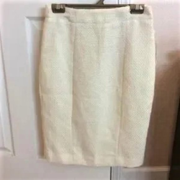NWT DownEast Cream Colored Tweed Pencil Skirt Size 4 - Picture 4 of 4